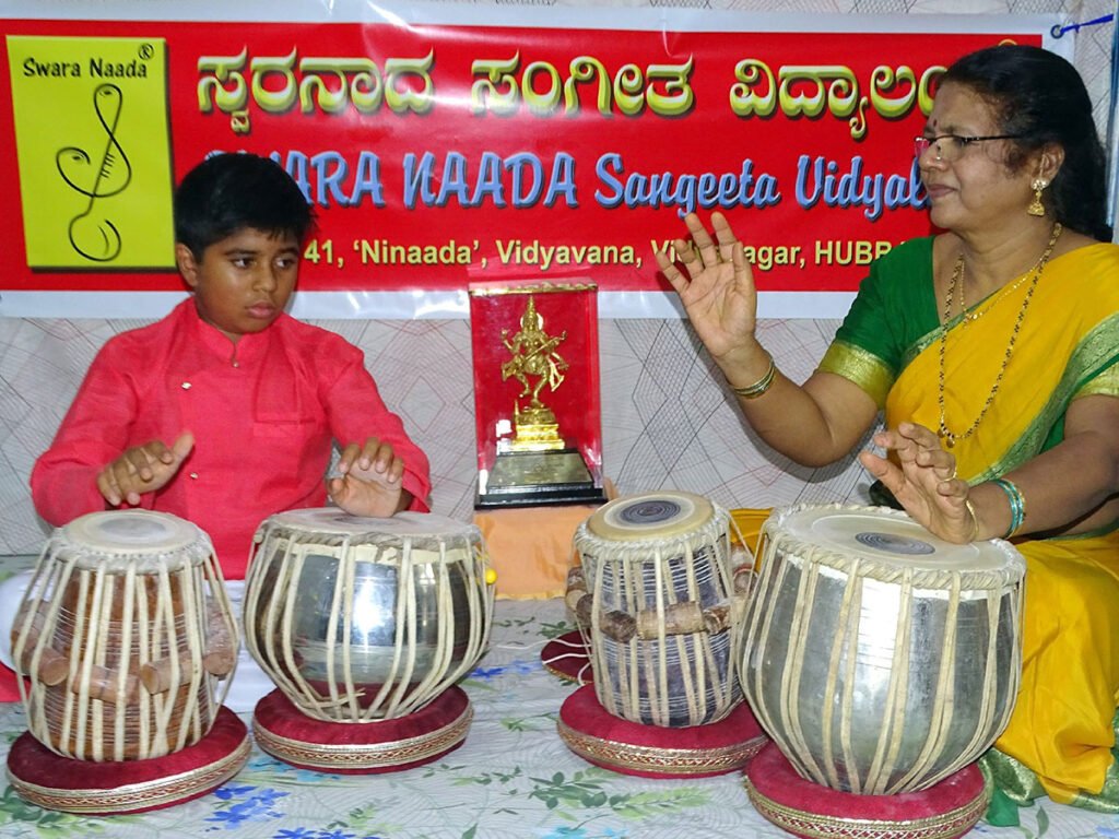 Teaching Tabla at Swara Naada Sangeeta Vidyalaya Hubbali